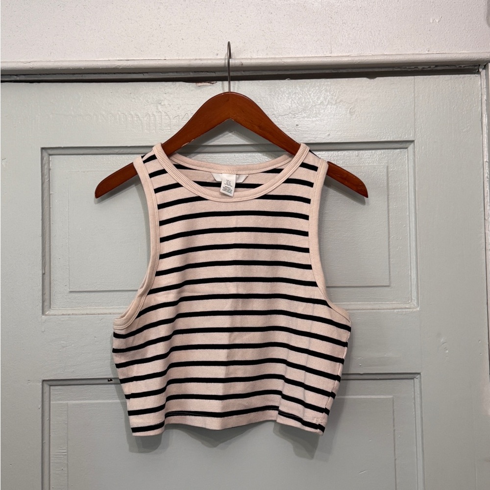 H&M Black and White Cropped Sleeveless Tank Top